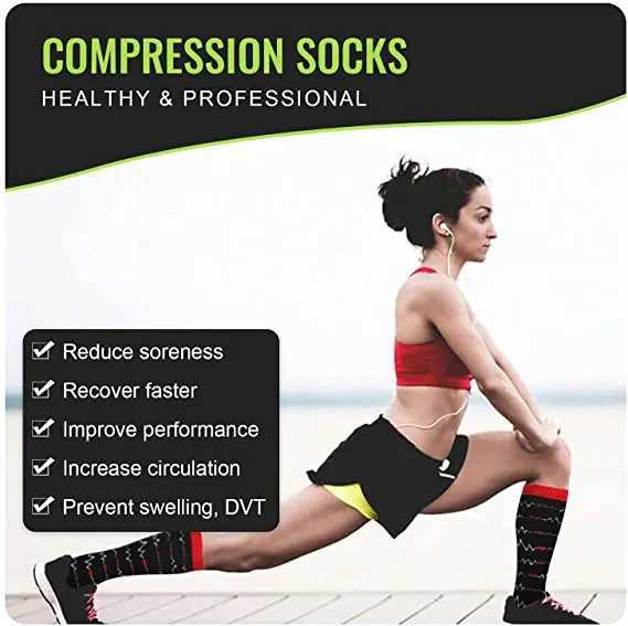 4 PairsPack Compression Socks High Sports Socks for Women Men Running Hiking Edema Diabetes Varicose Veins Socks 2030mmHg Y251024