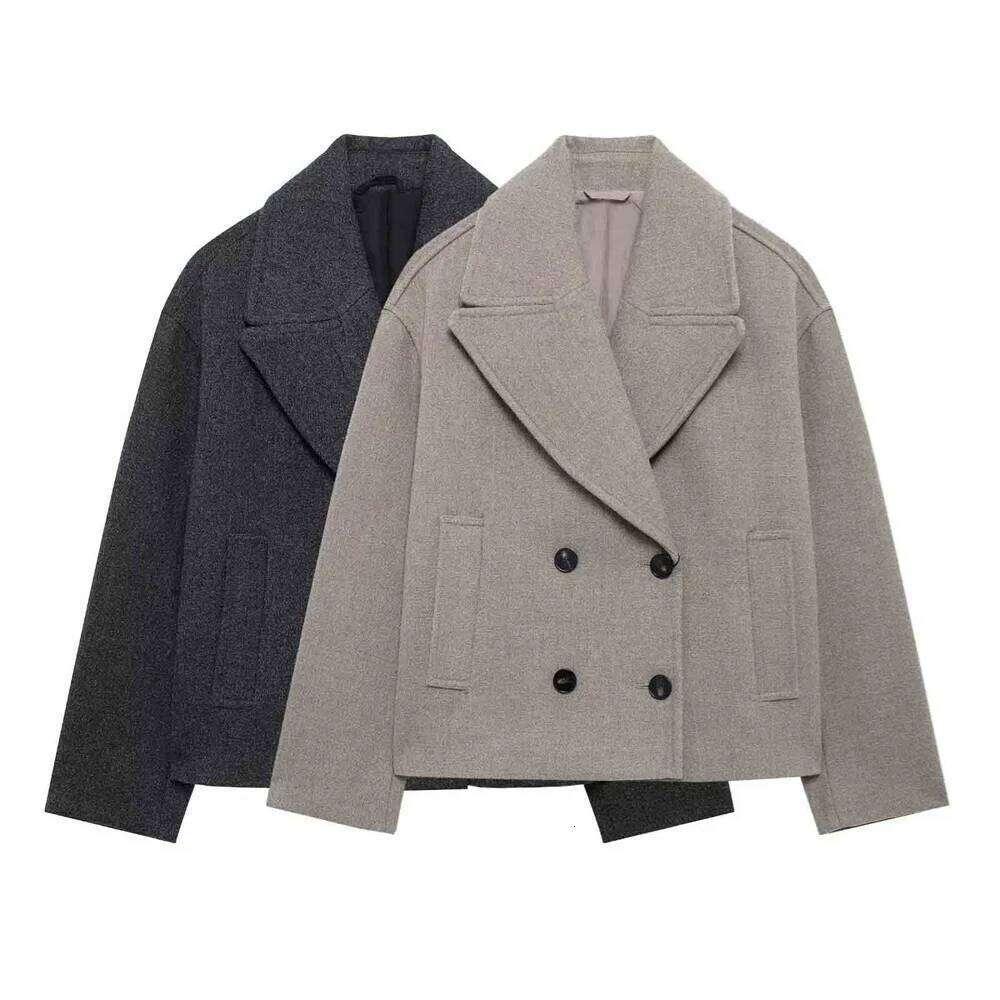 Autumn Winter New Product Casual Women S Fashion And Versatile Double Breasted Blended Short Coat