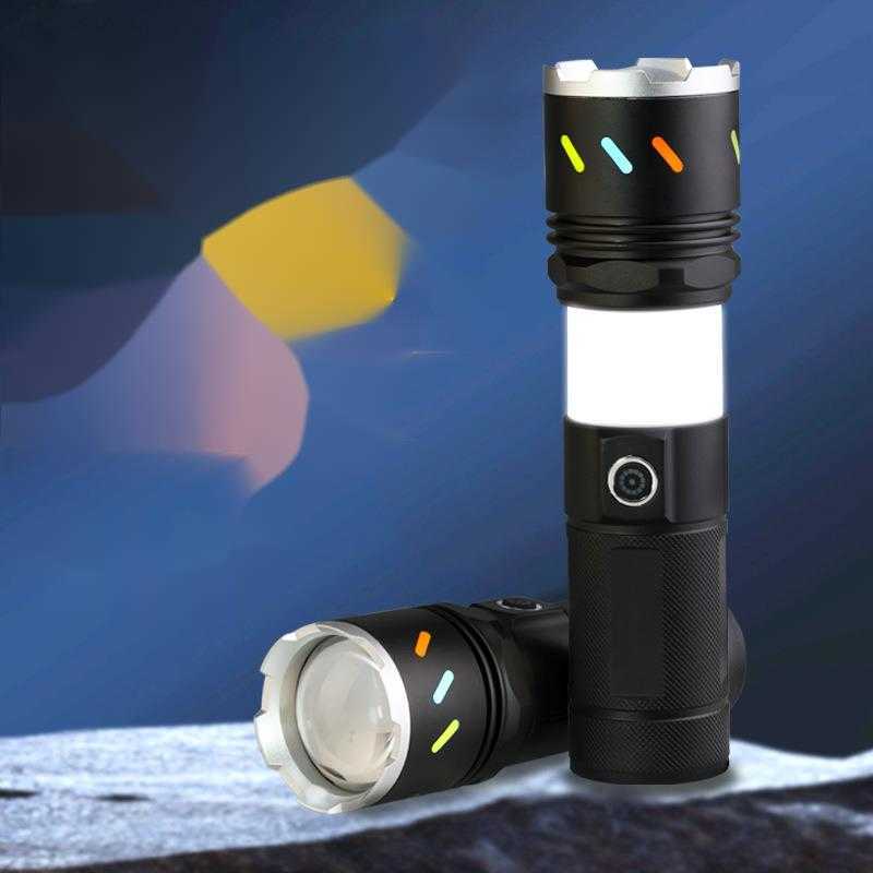 High Brightness LongRange Portable Flashlight with Digital Display Emergency Power Bank TypeC Fast Charging Rechargeable for Mobile Phones W251025