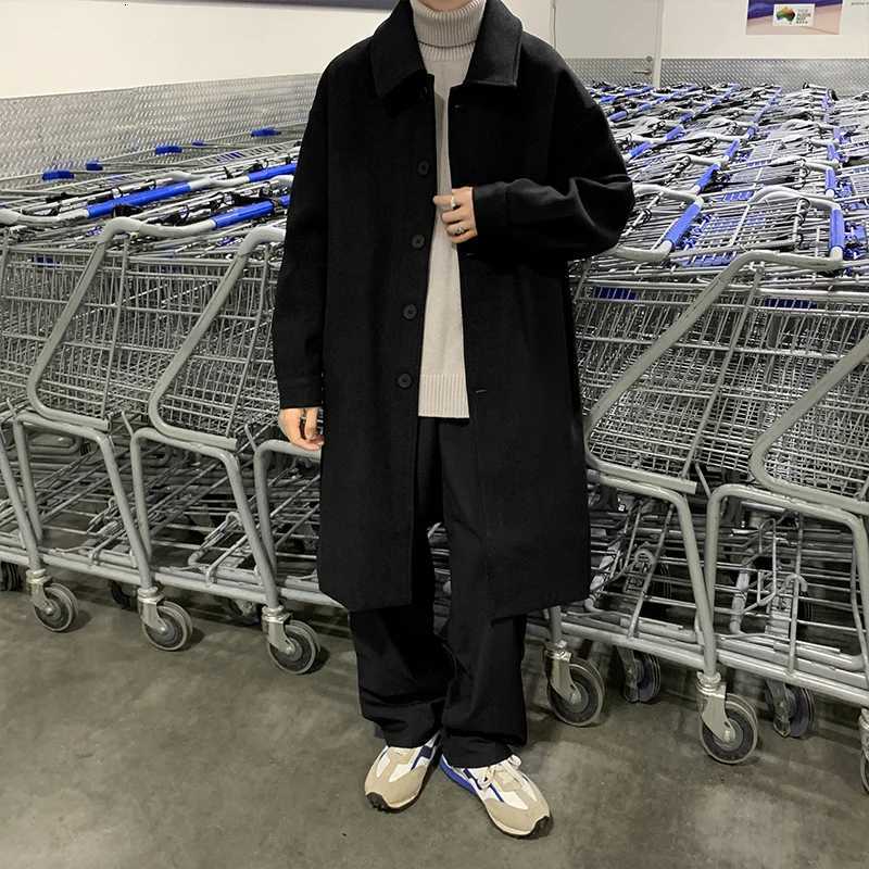 Blends Men Xlong Autumn Winter Korean Style Trendy Loose Overcoats Solid Handsome Allmatch College Harajuku Clothing MidcalfT251025