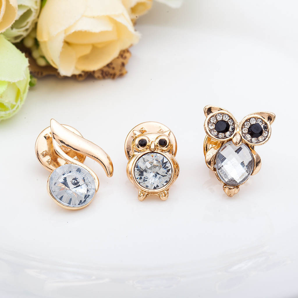 Korean Version New Creative Inlaid Dia Animal Owl Swan Cherry Brooch Clothing Accessories