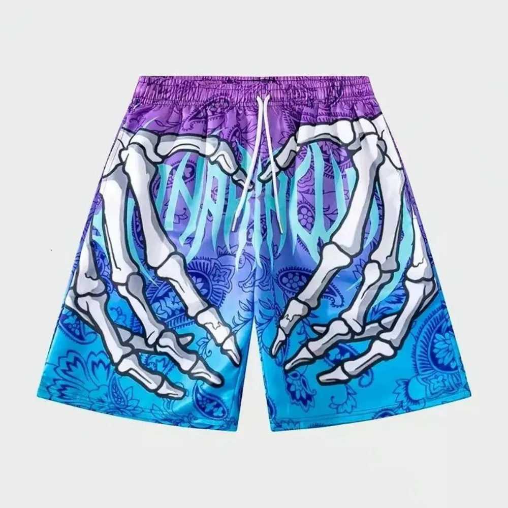Mens summer skeleton hand element printed quick drying breathable shorts suitable for outdoor casual wearXJ251025