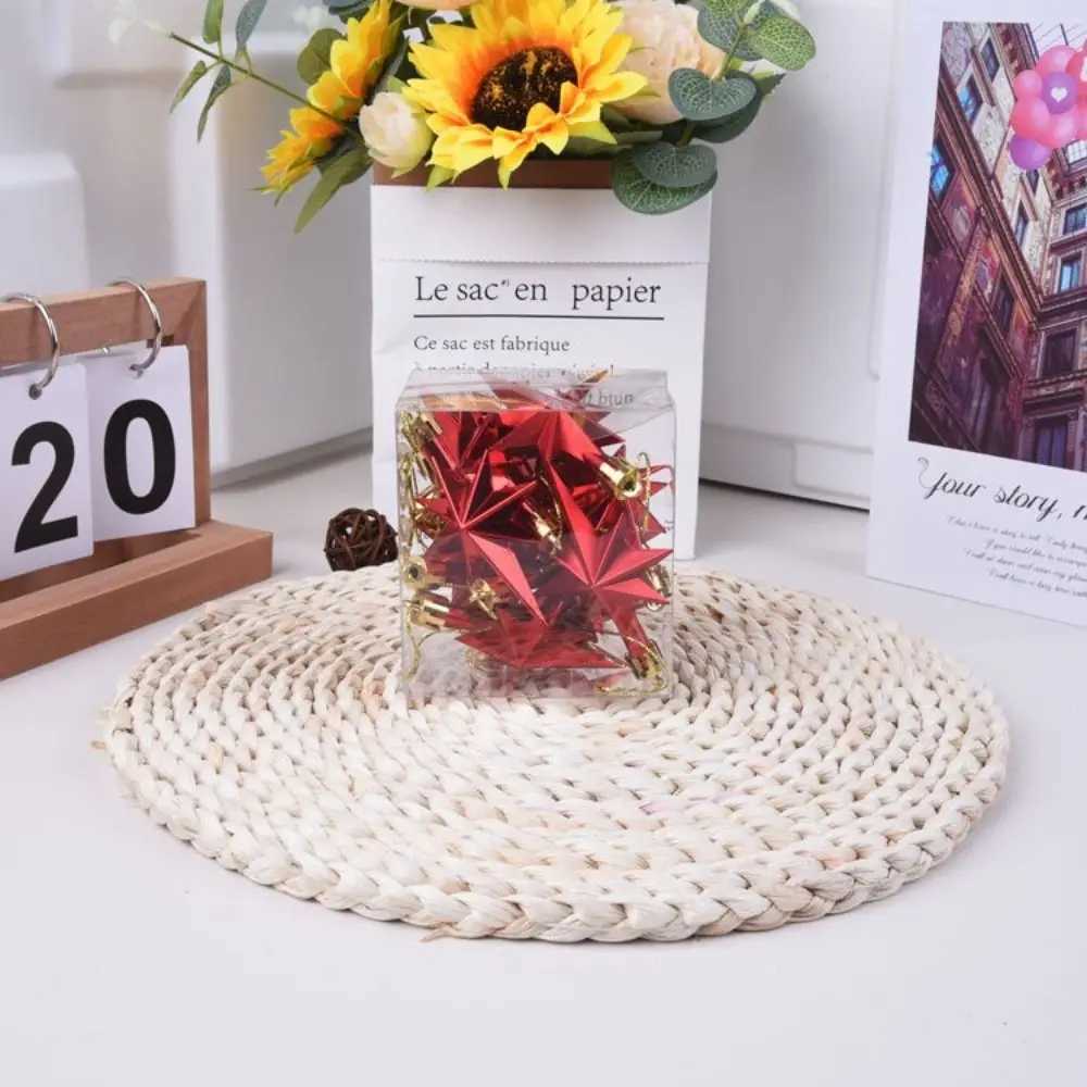 12pcs Plastic Christmas Hanging Ornaments Glittering Star Shaped Xmas Tree Pendant DIY Party Supplies Festival Decorations C251024