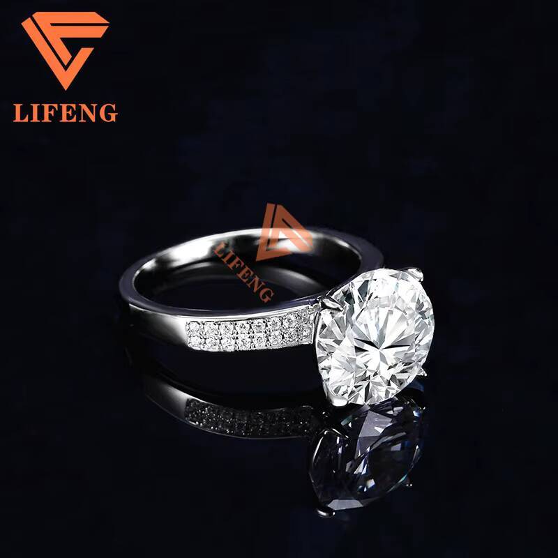 Custom Jewelry Engagement Ring Classical Main Stone 2ct Round Shaped Eternity Jewelry Moissanite Promise Ring