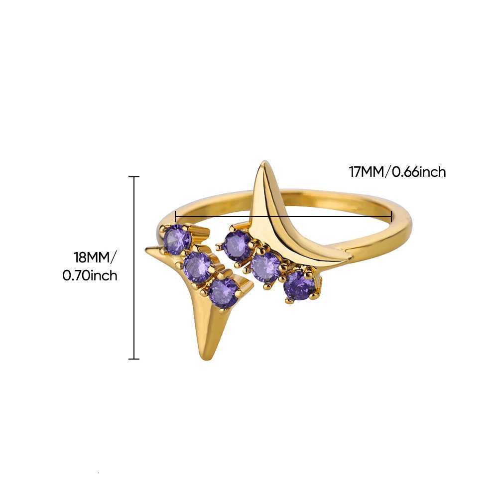 Free Shipping Purple Zircon Star Rings For Women Stainless Steel Gold Color Star Finger Ring Trend Fashion Wedding Jewelry GiftXJ251025