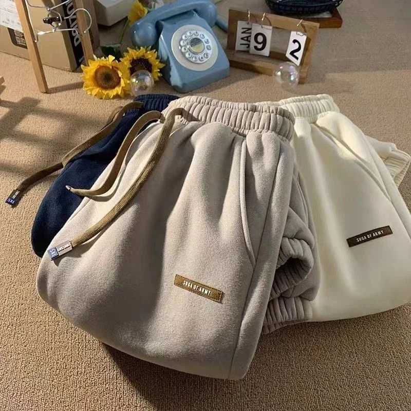 Fleece Sweatpants Women Winter Warm Casual Harem Pants Korean Fashion All Match Loose Thick Warm Trousers Female Autumn NewT251025