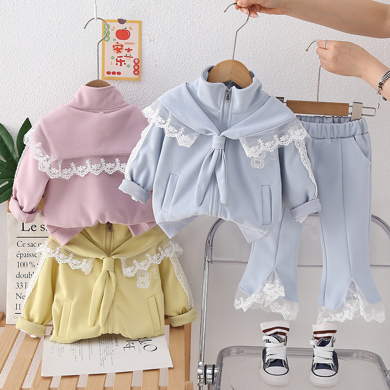 luxury kids clothing Free Shipping 2025 Hooded Drawstring Set, 2-Piece Spring Fall Outfit for Toddler Girls | Fashion Cable Knit Cardigan & Pants