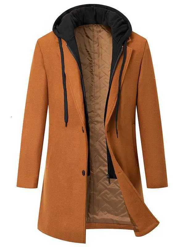 Autumn Winter New Fashion Mens Solid Color Turndown Collar Long Sleeve Doublebreasted Wool Coats Male Clothes Thicken JacketsT251025