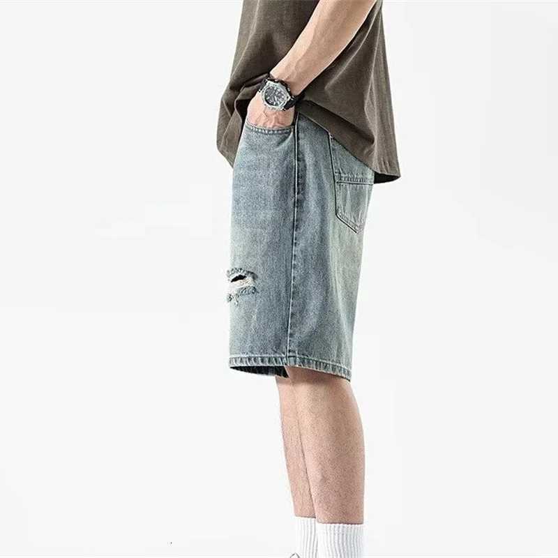 Summer Mens Distressed Ripped Baggy Jorts Casual Patchwork StraightLeg Denim Shorts 2025 New Y2K Streetwear short jeans hommeXJ251025