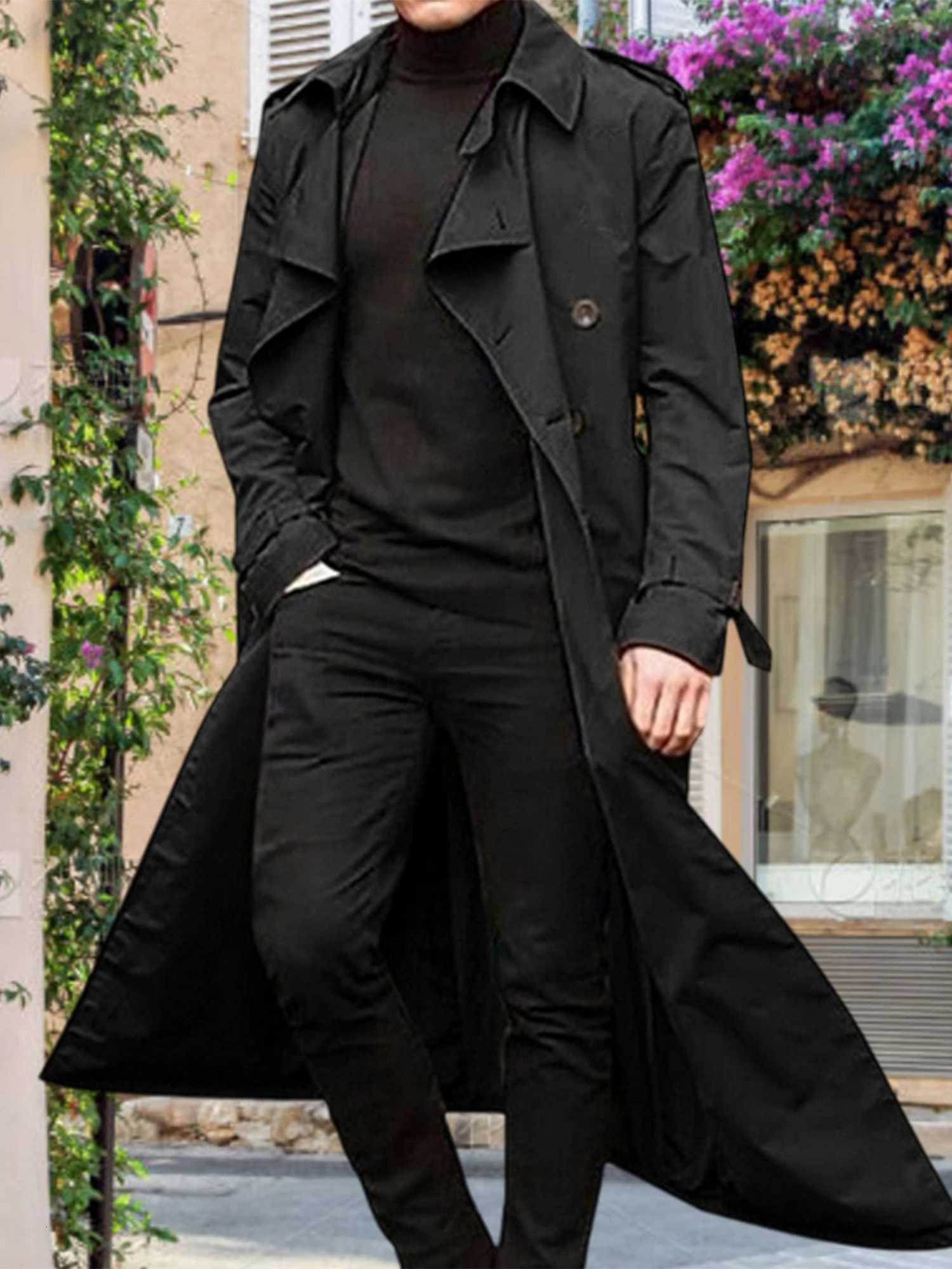 Men s Classic Wool Blend Trench Coat with Removable Belt and Notched Lapel Collar Warm Winter Overcoat JacketT251025