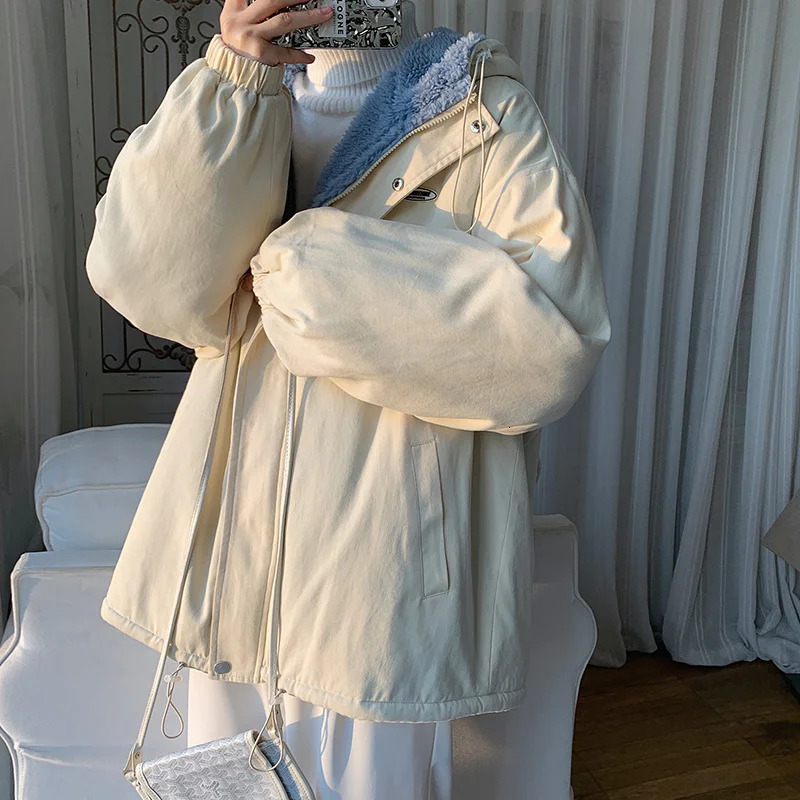 Winter Thick Lamb Fur Jacket Men Warm Fashion Hooded Coat Men Korean Loose Oversized Short Coat Mens Cotton Outwear Jackets 251020
