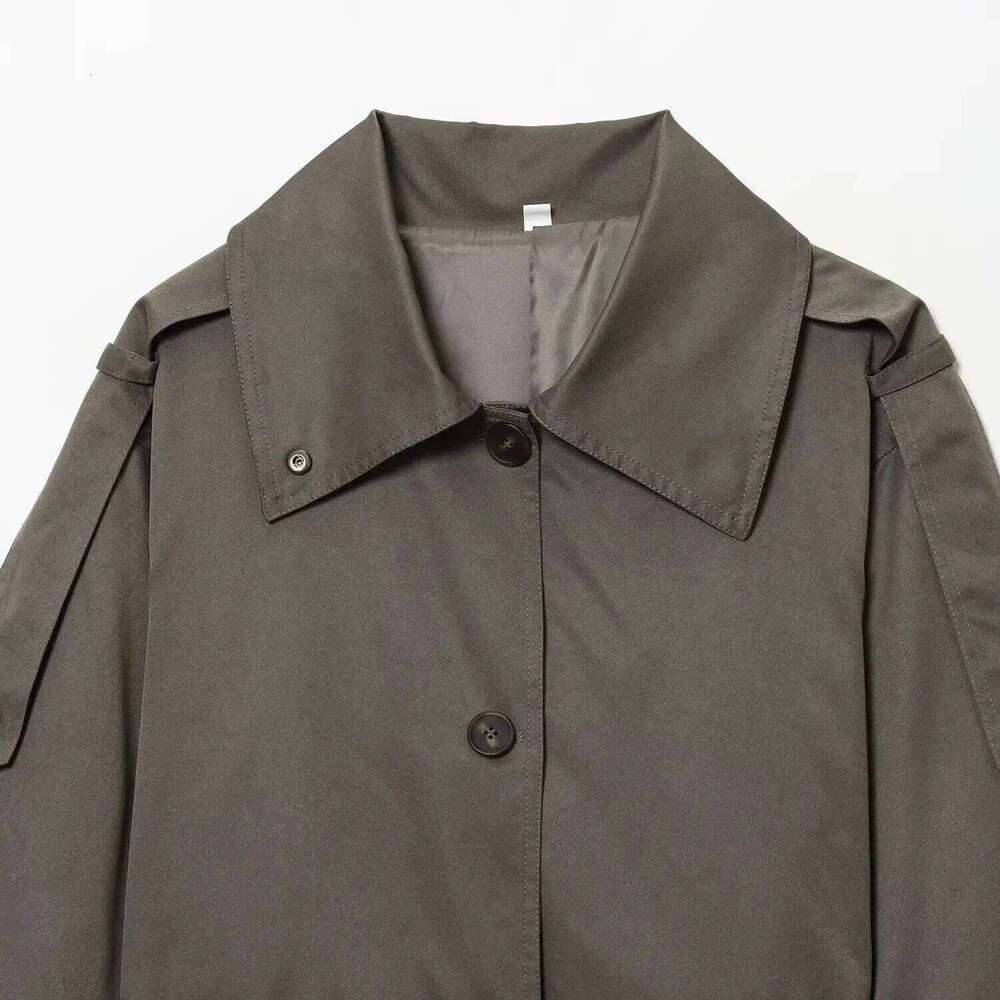 Diyig WOMAN Autumn New Fashion With Belt Short Comfortable Windbreaker Retro Long Sleeve All Match Coat Outerwear Mujer