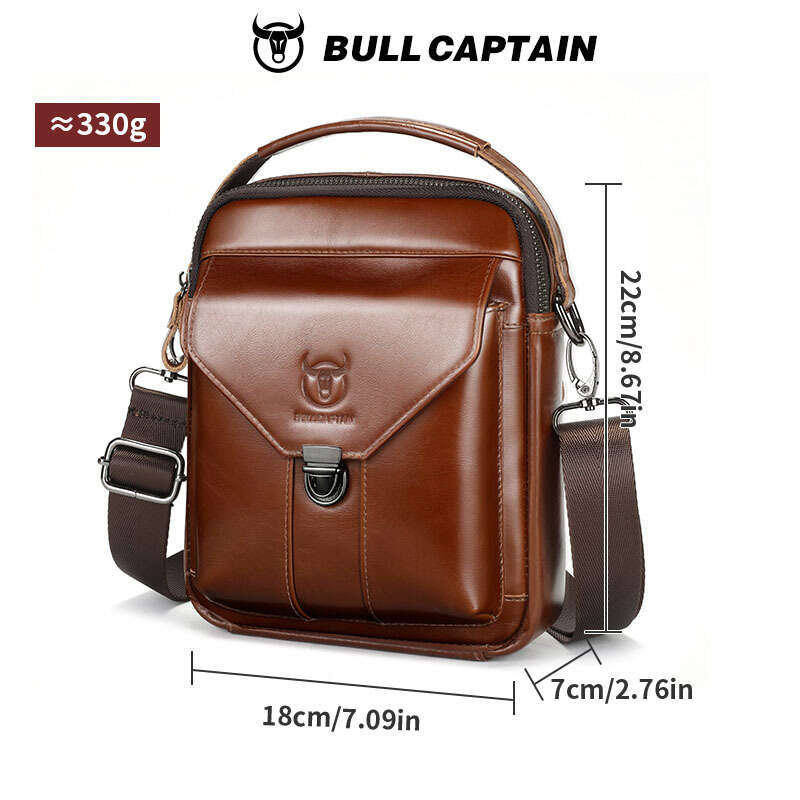 Captain Cow Goods Top Layer Cowhide Single Shoulder Crossbody Bag Genuine Leather Men Inch Ipad High End Multifunctional