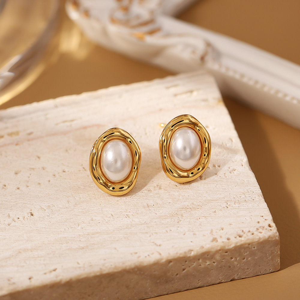 Designer earrings Retro minimalist irregular pearl earrings high-end exquisite personalized niche Geometric Earrings gold earrings luxury earrings gif