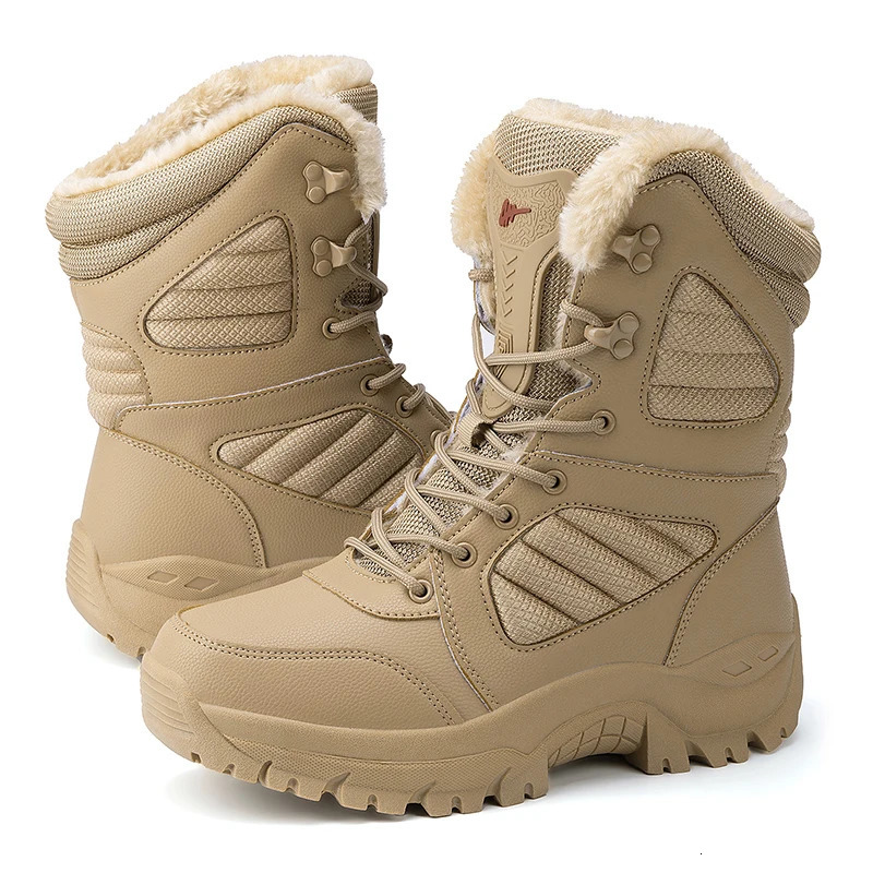 Winter Mens Boots Large Size Plush Warm Snow Boots Outdoor Fashionable Combat Boots Army Boots Classic Black Platform sneaker 251021