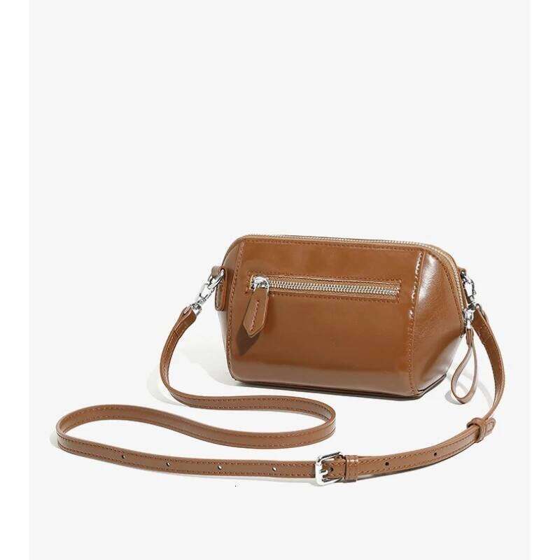 Vintage Women Zipper Shoulder Soft Genuine Leather Simple Boston Messenger Phone Fashionable Crossbody Purse Women's Bag Suotong251025