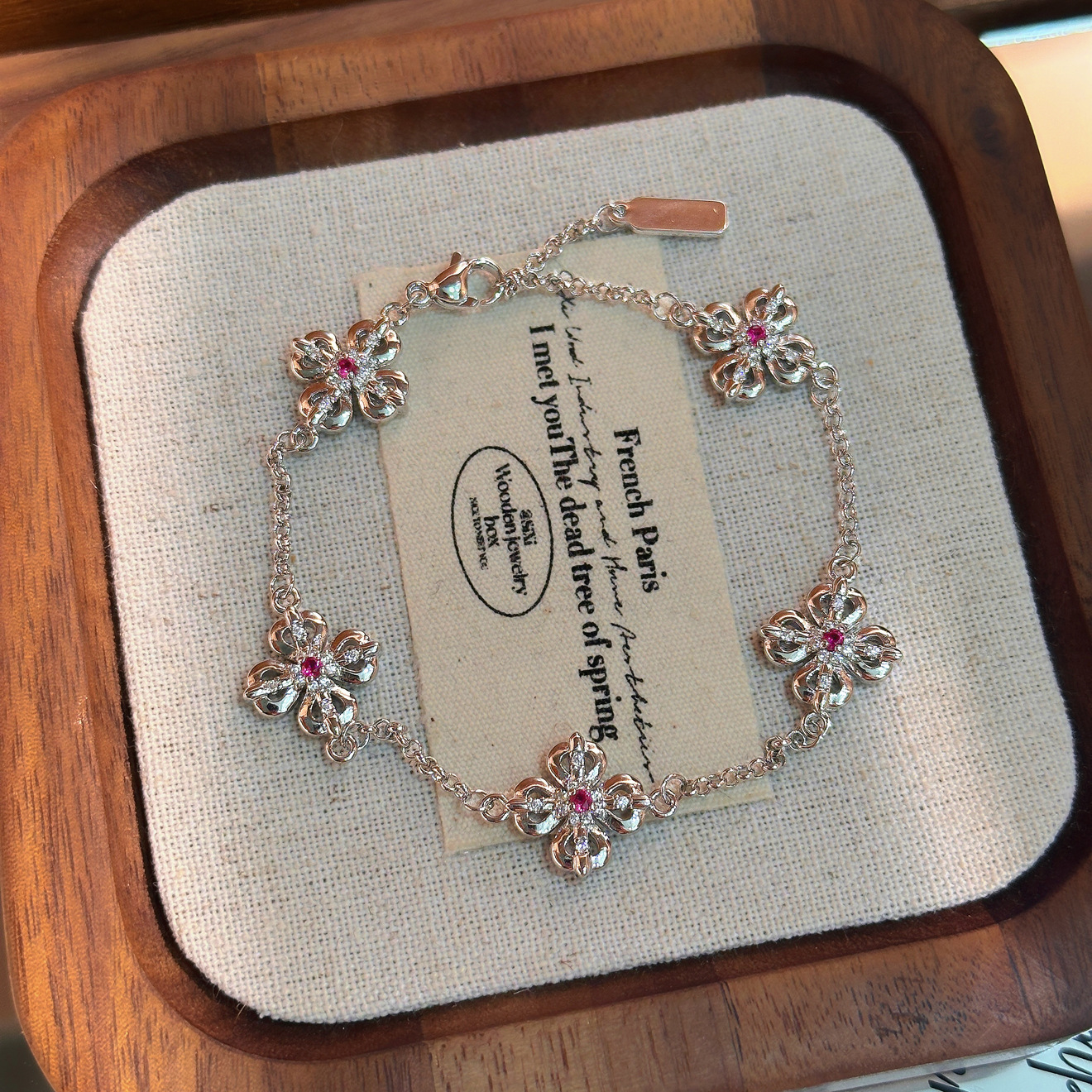 TaiYang New Gold Plated Copper Chinese Style Five-Flower Bracelet, Adjustable Copper Chain with Elegant Clasp for Women