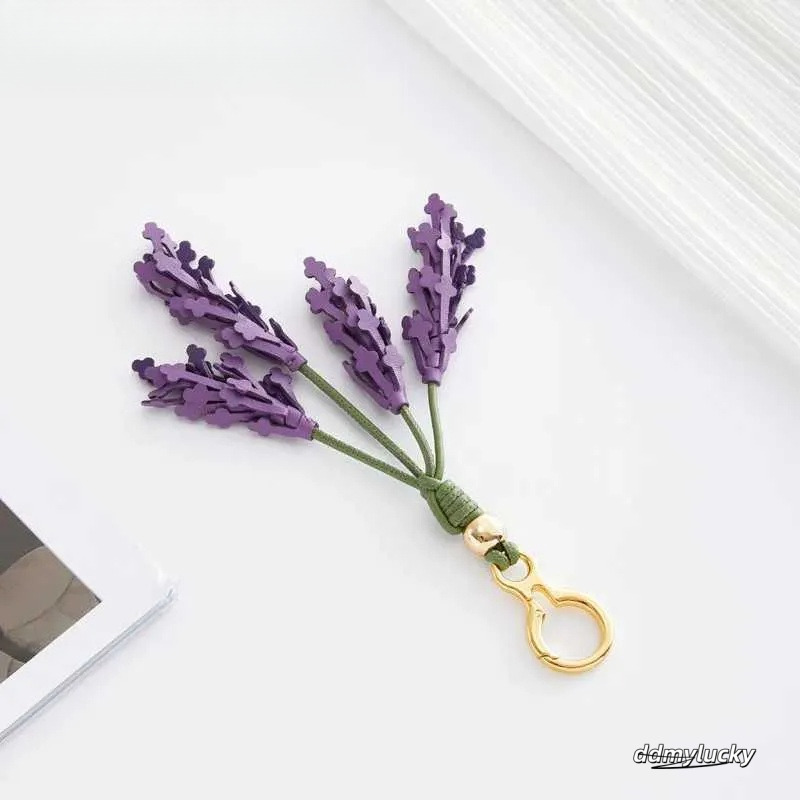 Lavender Leather Charm Purple Flower Keychain Pendant Decoration High Girl Gift Bag Accessories Z250611 Ddmylucky