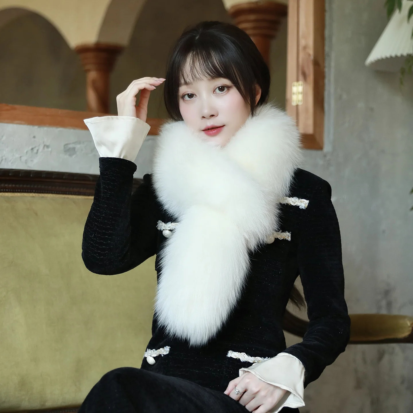 Besfilin DoubleSided Real Nature Fox Fur Scarf Womens Thick Warm Neck Warmer Fur Collar Autumn Winter Fashion Accessory 251020
