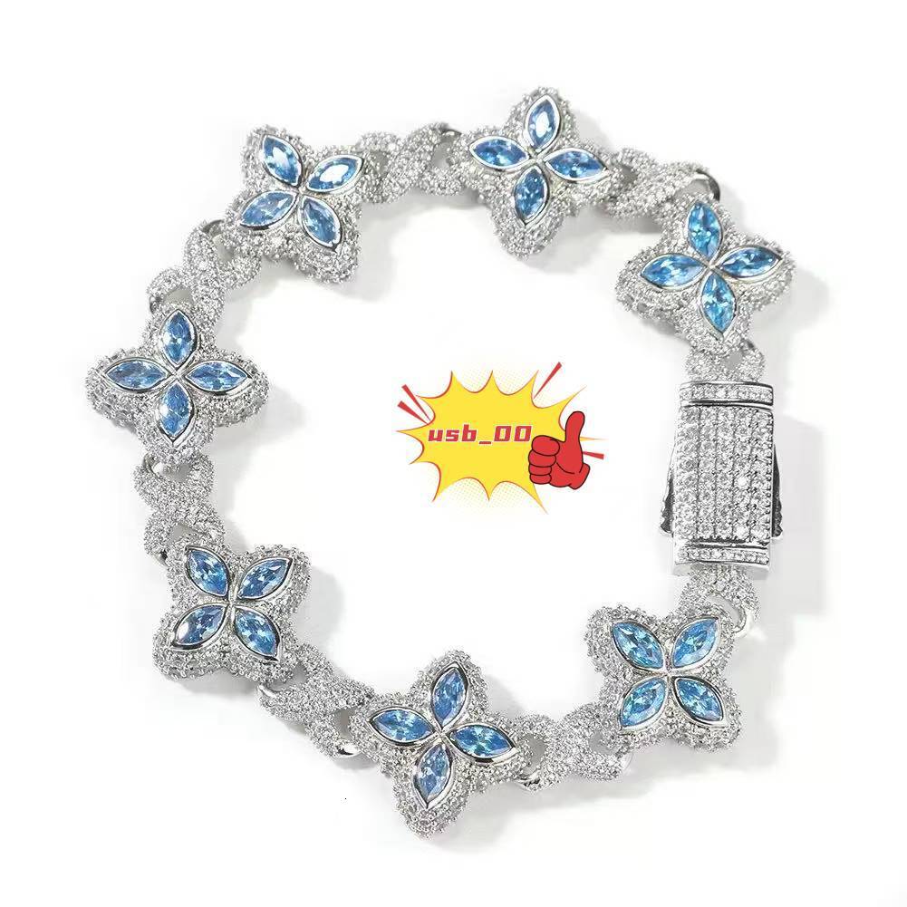 Moissanite Necklace Four-leaf Clover Bracelet Custom Hip Hop Jewelry Vvs 19mm Cuban Chain For Rapper
