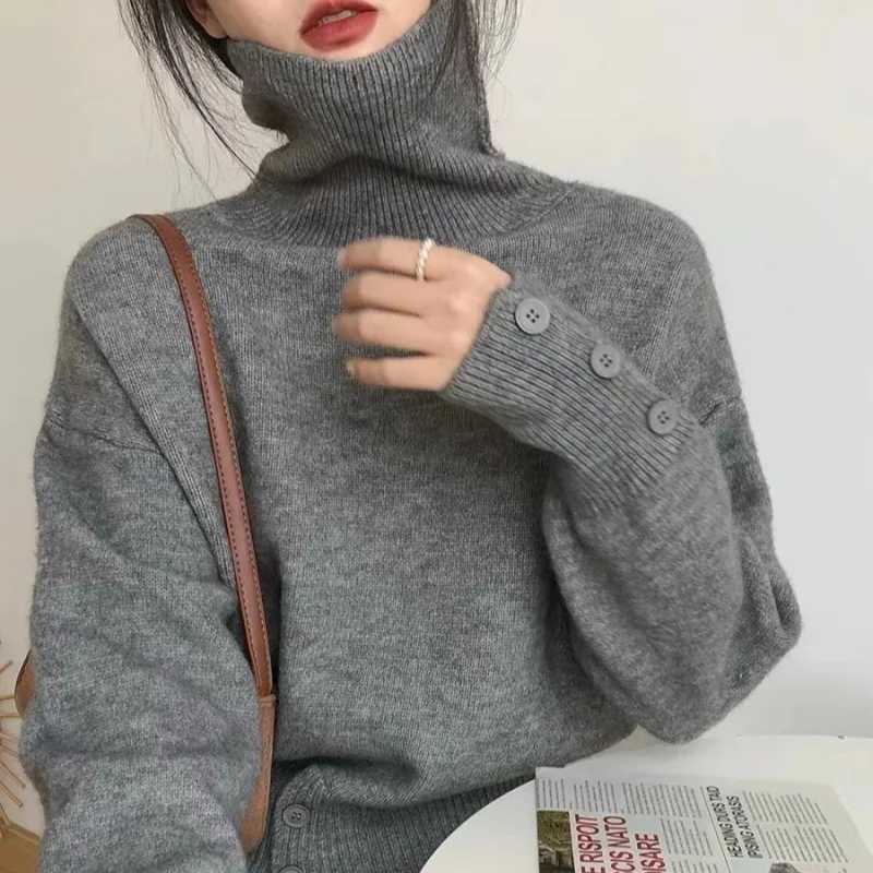 Turtleneck Pullover Sweater Women Knitted Shirts Autumn Winter Female Fashion Long Sleeve Elastic Casual Sweaters Tops KnitwearT251025