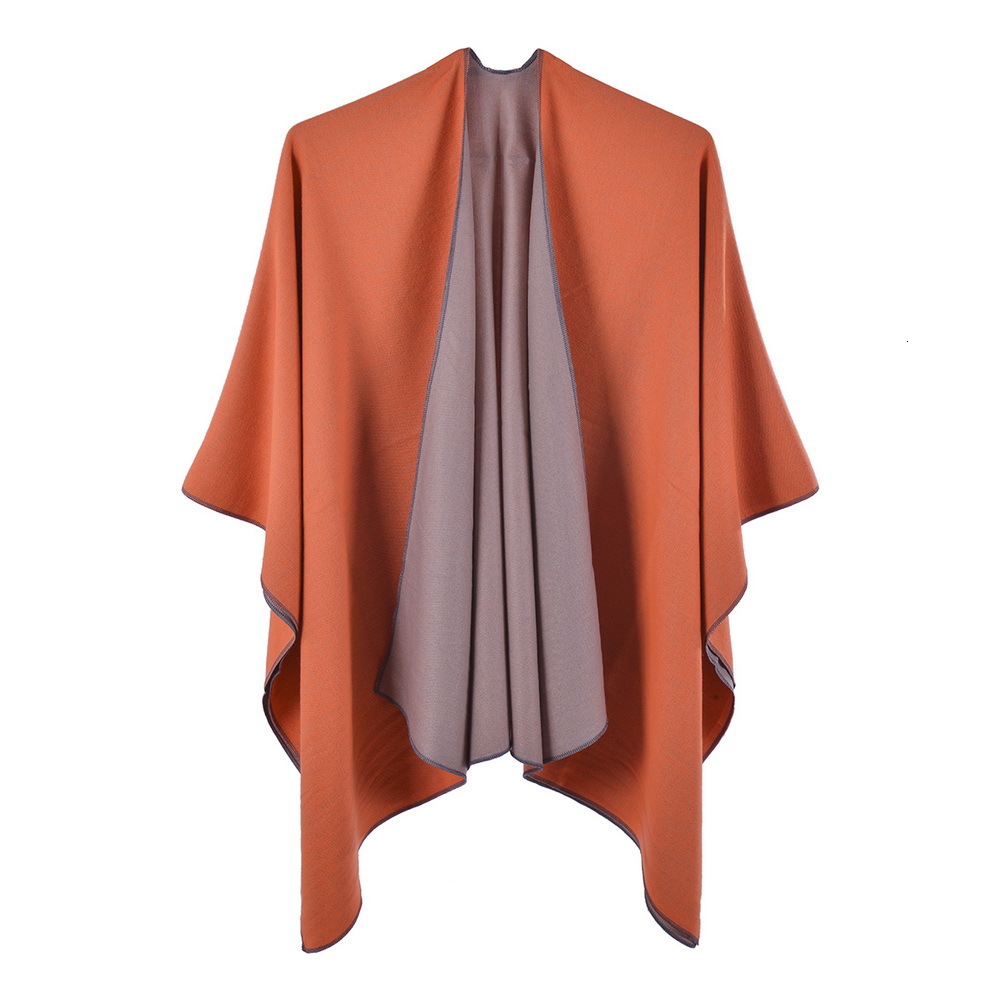 Womens Spring and Autumn Warm Fashion Shawl DoubleSided Imitation Cashmere Split Cape Cloak AirConditioned Room Nap Blanket