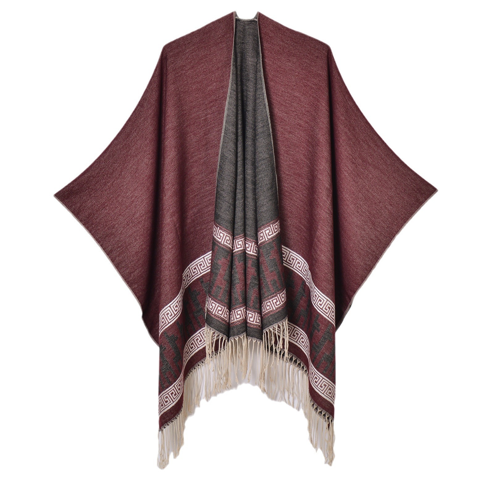 Autumn Winter Shawl New Womens Letter Dot Coat Tassel Jacquard Cape Cardigan