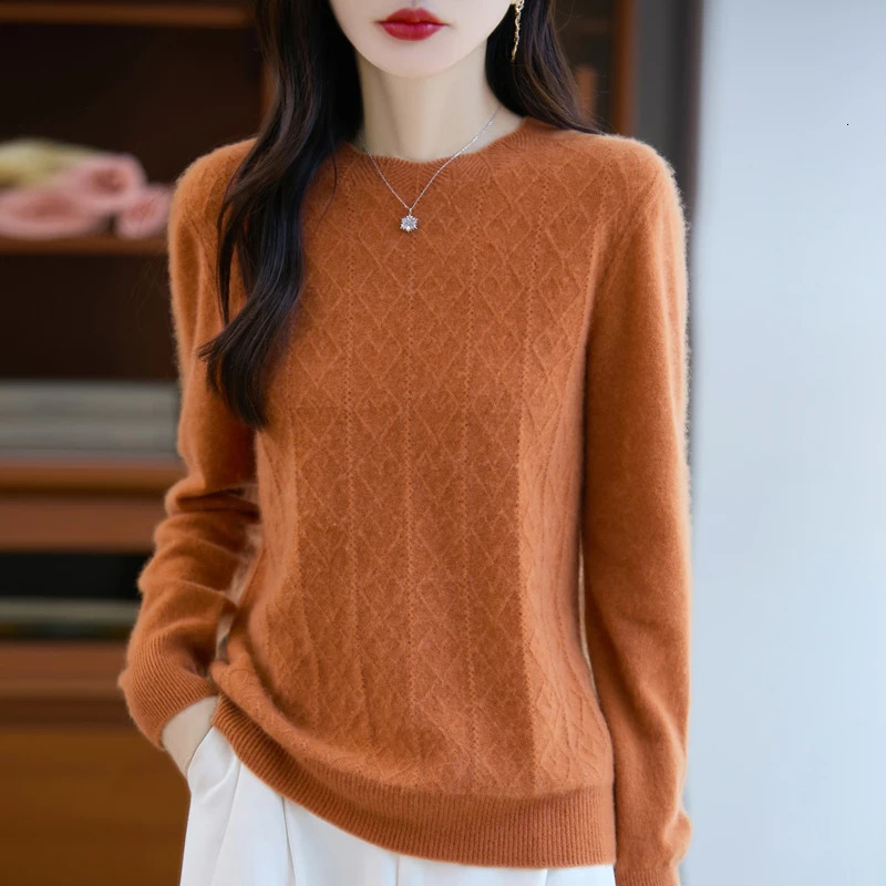 Womens Sweater Oneck 100 Merino Wool Knitwear Cashmere Pullover Autumn Winter Long Sleeve Grace Solid Comfortable Clothes Top 251023
