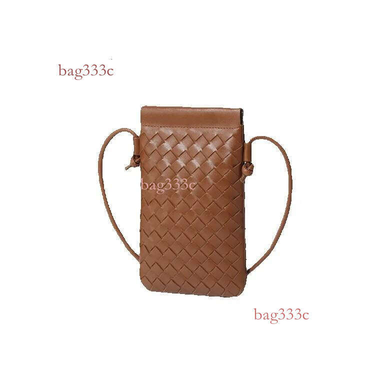 Korean Style Vertical Mini Coin Purse Phone Small Lightweight Single Shoulder Crossbody Women's Fashion Casual Handwoven Bag Cowhide Woven Bag