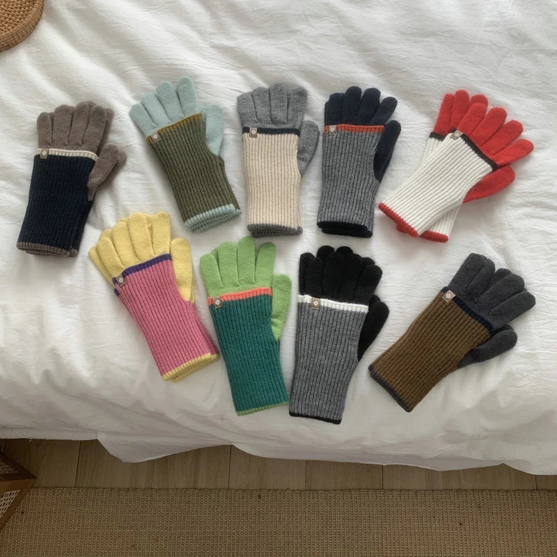 1 pair Couple Cycling Skiing Touch Screen Mens Womens Matching Knitted Gloves KoreanStyle Long Warm Student Gloves Autumn 251023