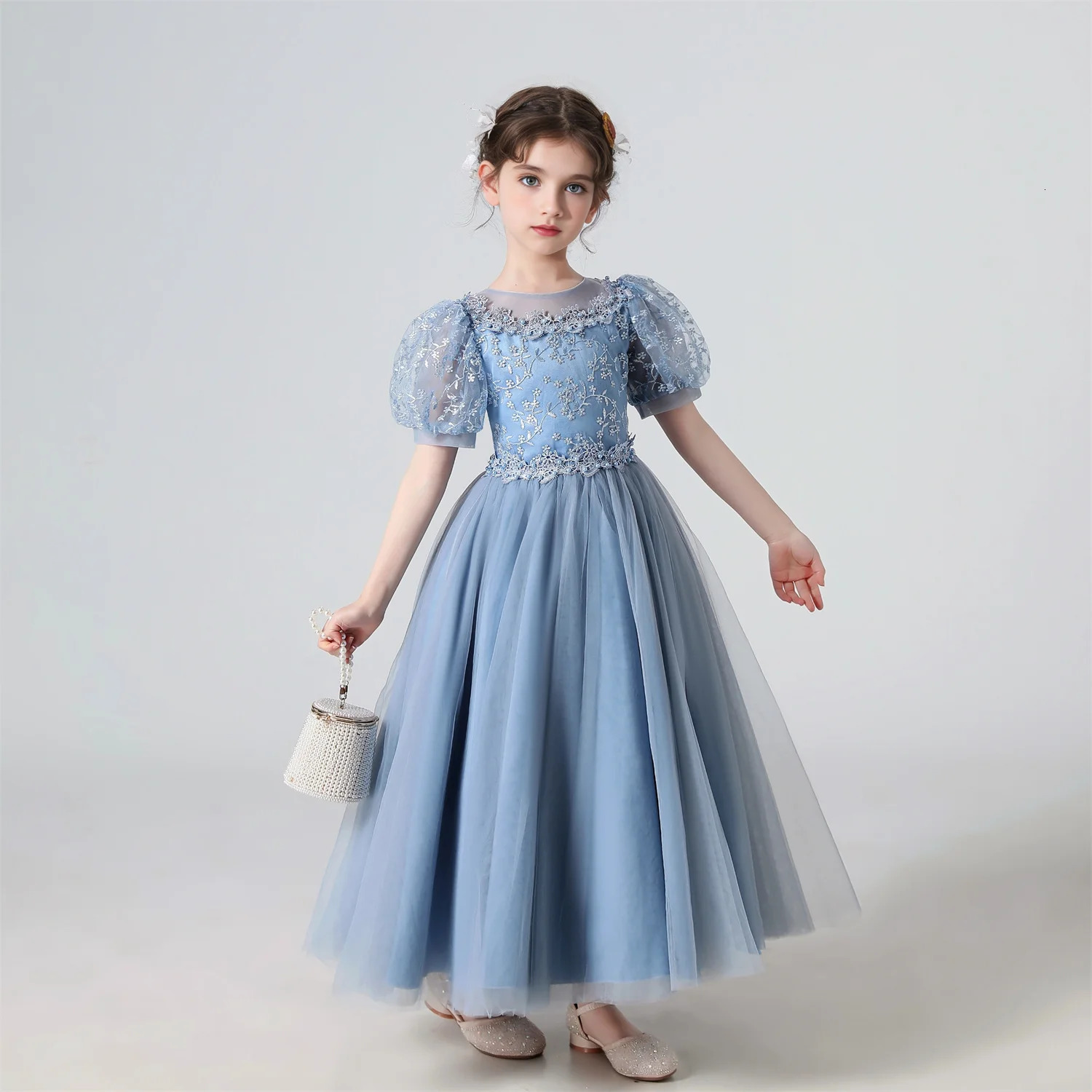 Girl Flower Dress Lace Embroidered Wedding Princess Dress Host Performance Costume Gown Christmas Party Evening Dresses 251023