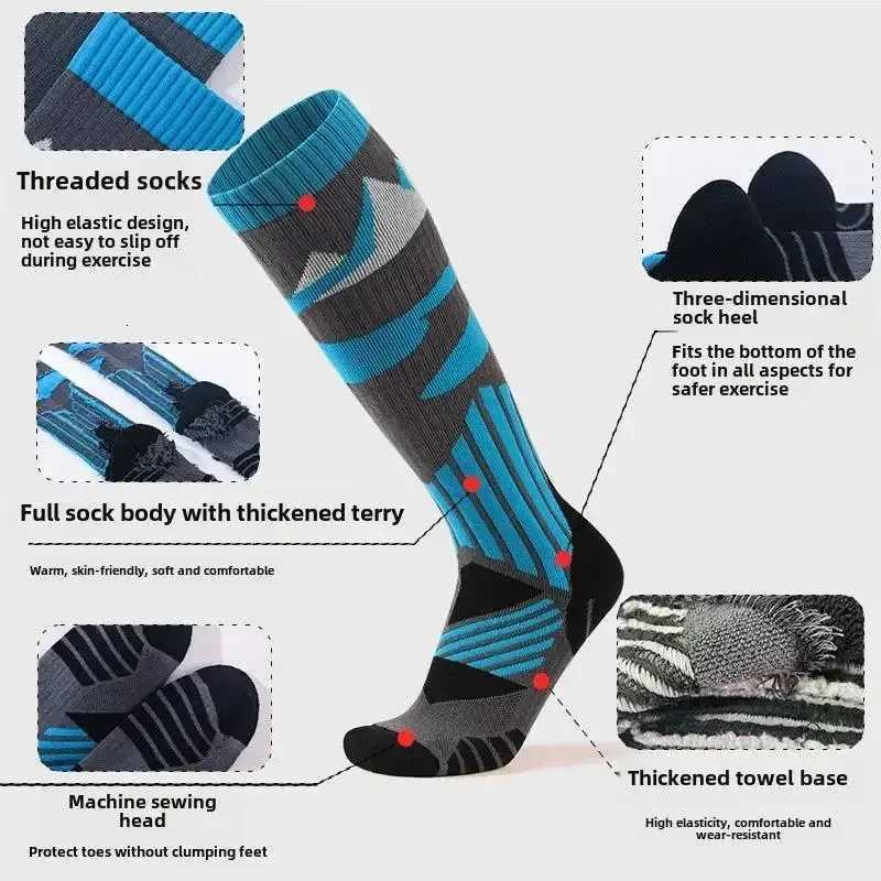 1Pair Ski Sock Thicker Sports Soft Thicken Cotton Winter Men Women Snowboard Cycling Soccer sock High Elastic Thermal Socks Y251024