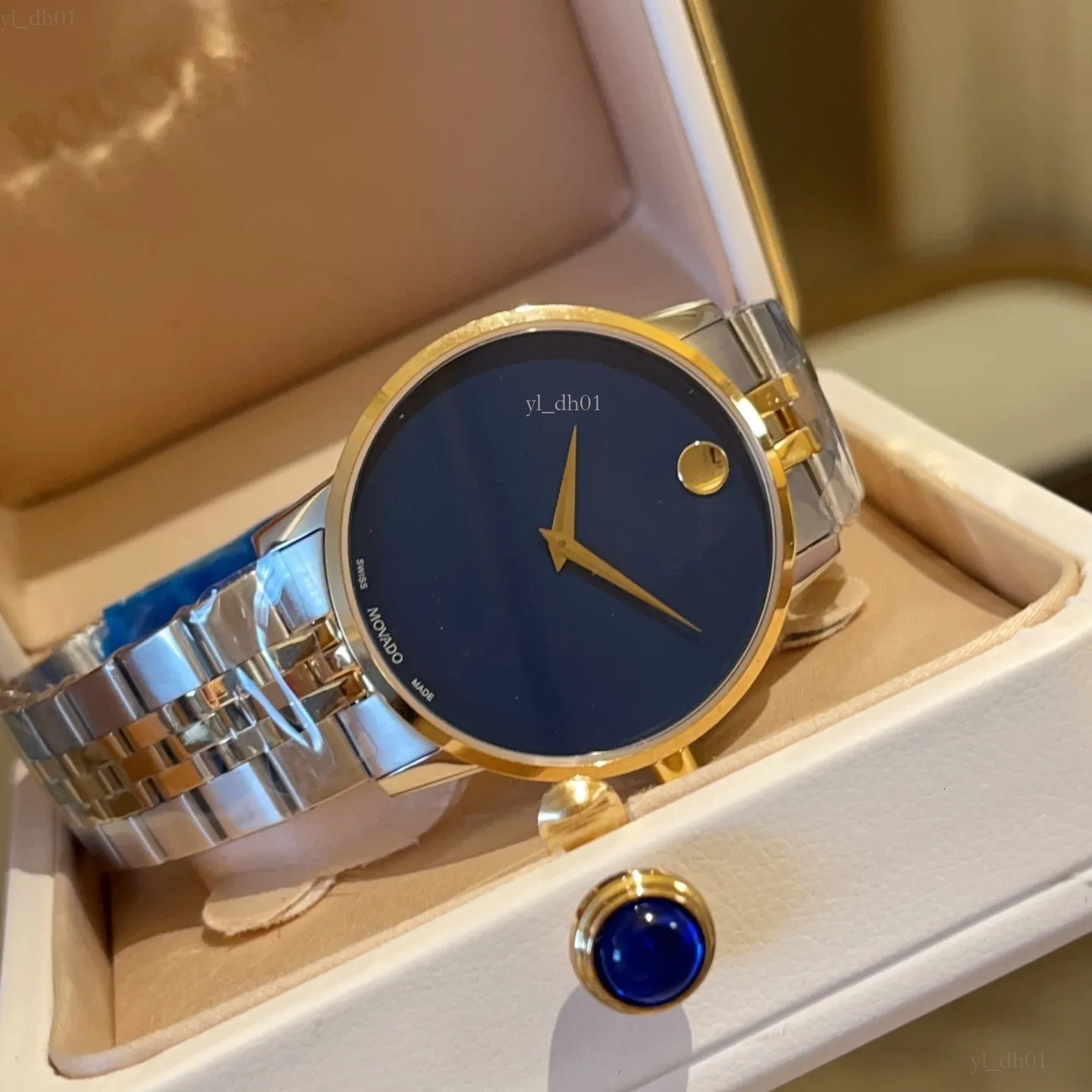 Movadowatch For Men Gold Designer Watch 10A High Quality Quartz Movement Uhren Leather Strap Reloj Sapphire Movadowatch For Women Montre Jason007 Luxe Watchbox a4d