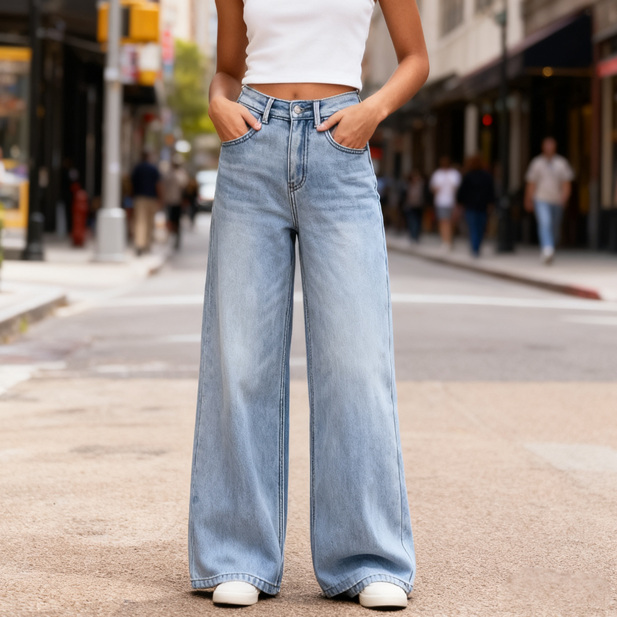 Fleece-Lined Wide-Leg Jeans Women - Loose Fit, Warm & Stylish, Comfortable Denim Trousers for Cold Season Casual Looks 18516 Z260313