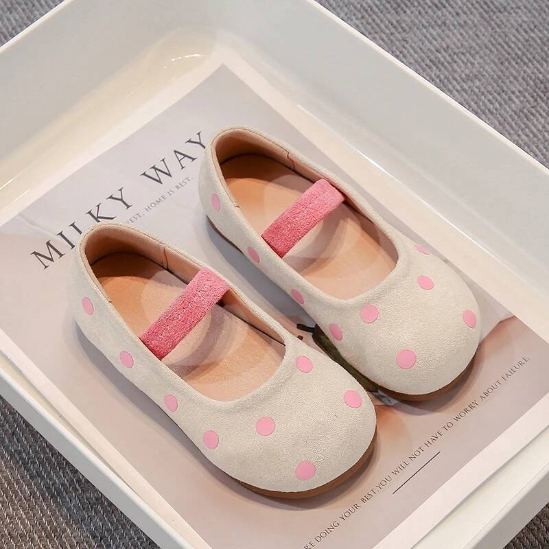 Flats Soft Sole Polka Dot Veet Mary Jane for Girls Kids Elastic Band Loafers Child Chic Spring Summer Casual Shoes ddmyshoesvip