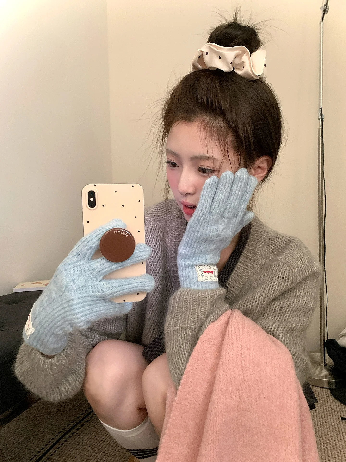 Touch Screen Thickened Warm Gloves for Women in Autumn and Winter Korean Style Knitted Cycling ColdProof Gloves 251023