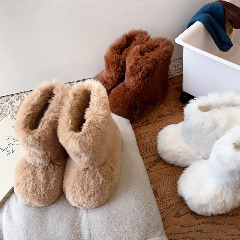 Korean Version Cute Snow Monster Children s Shoes Girls Snow Boots Winter New Children s Furry Cotton Boots Baby Boots Trendy