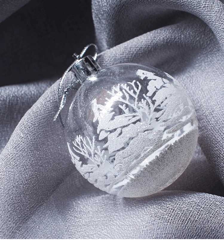 6pc Transparent Painted Christmas Ball Christmas Tree Decoration White Snowball Pendant Merry Christmas Home Decor New Year Gift C251024