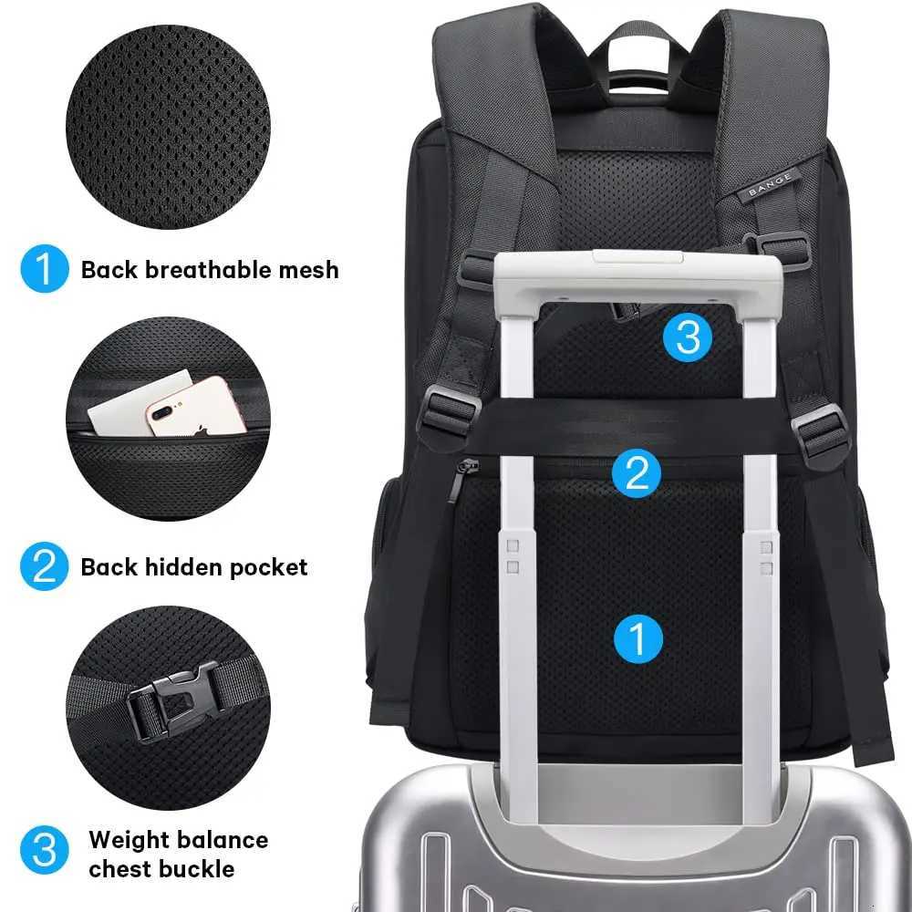 BANGE AntiTheft 156 inch Laptop Backpack for Men School Bags Waterproof Business Travelling Backpacks with USB Charger Port W251025