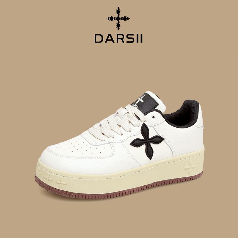DARSII Sneakers Autumn Breathable Thick Sole Genuine Leather Height Increasing Women's Commuting Casual Shoes Men's Trendy Versatil shoes