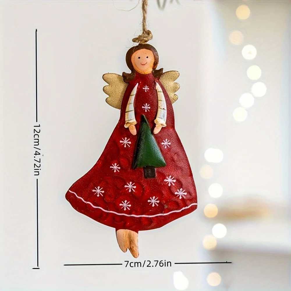 Cartoon Angel Girl Christmas Decorations Multicolor Wrought Iron Hanging Pendants Handicraft Gift Drop Ornaments Party Supplies C251024