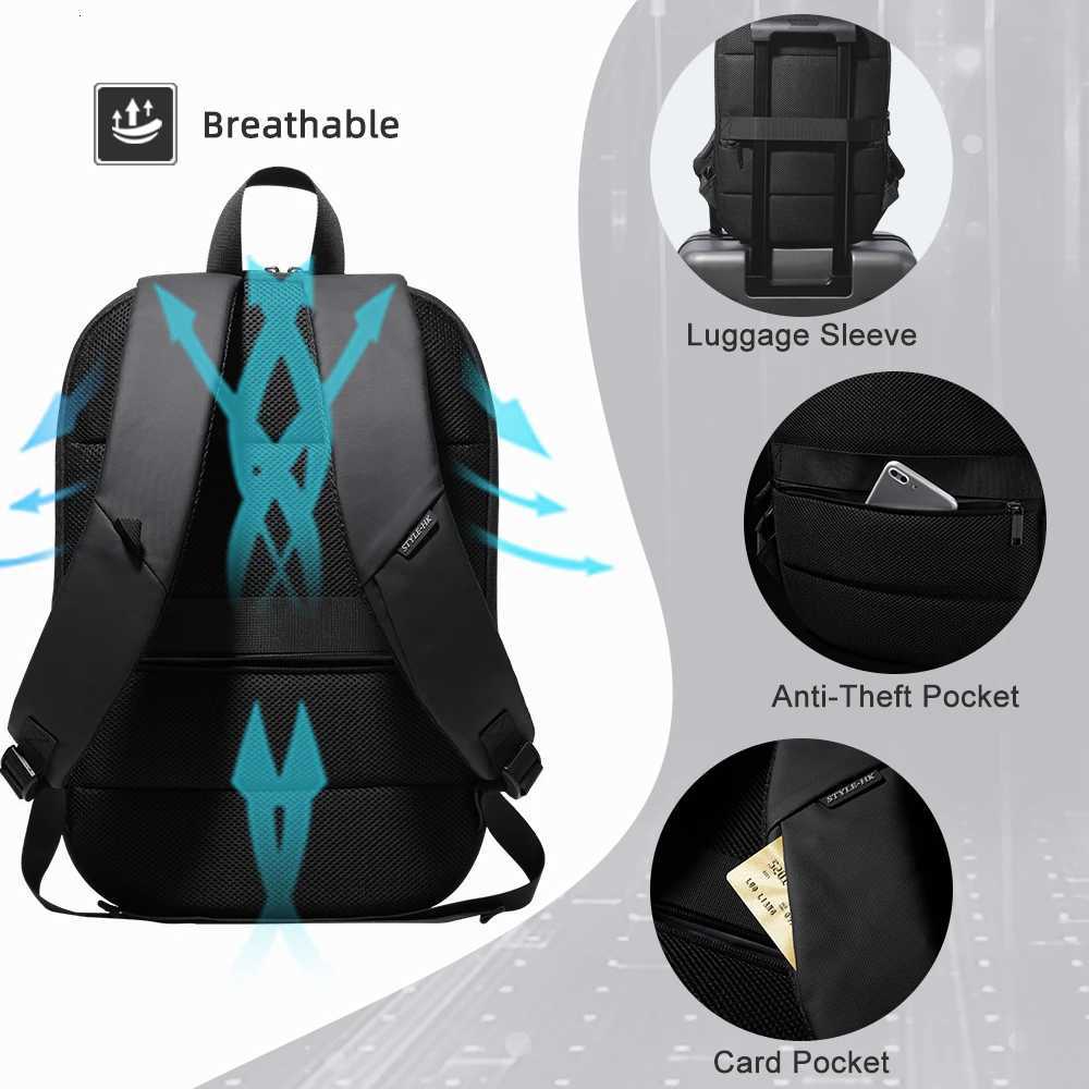 HcanKcan Mens Waterproof Backpack Business Laptop packs Travel Male Expandable Bags USB Charging Multifunction Womens Backpack W251025