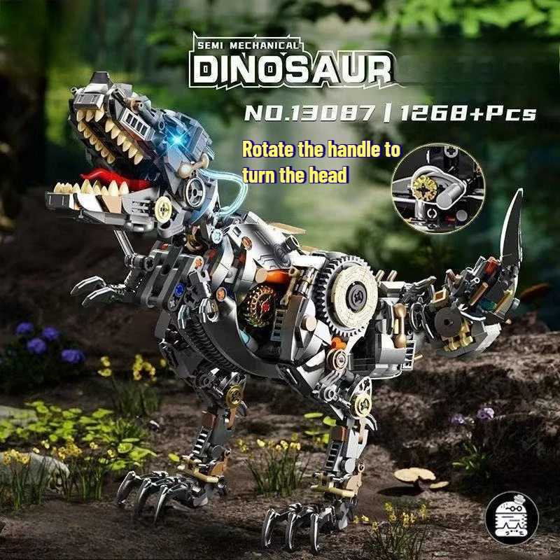 Mechanical Dinosaur Mantis Whale Shark Horse Building Blocks MOC Animal World Set With Light Bricks Kids STEM Toys Kids Gifts C251023