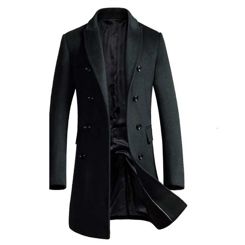 Autumn Winter New Fashion Mens Doublebreasted Long Sleeve Solid Color Casual Trendy Elegant Wool Coats Male Clothes JacketsT251025