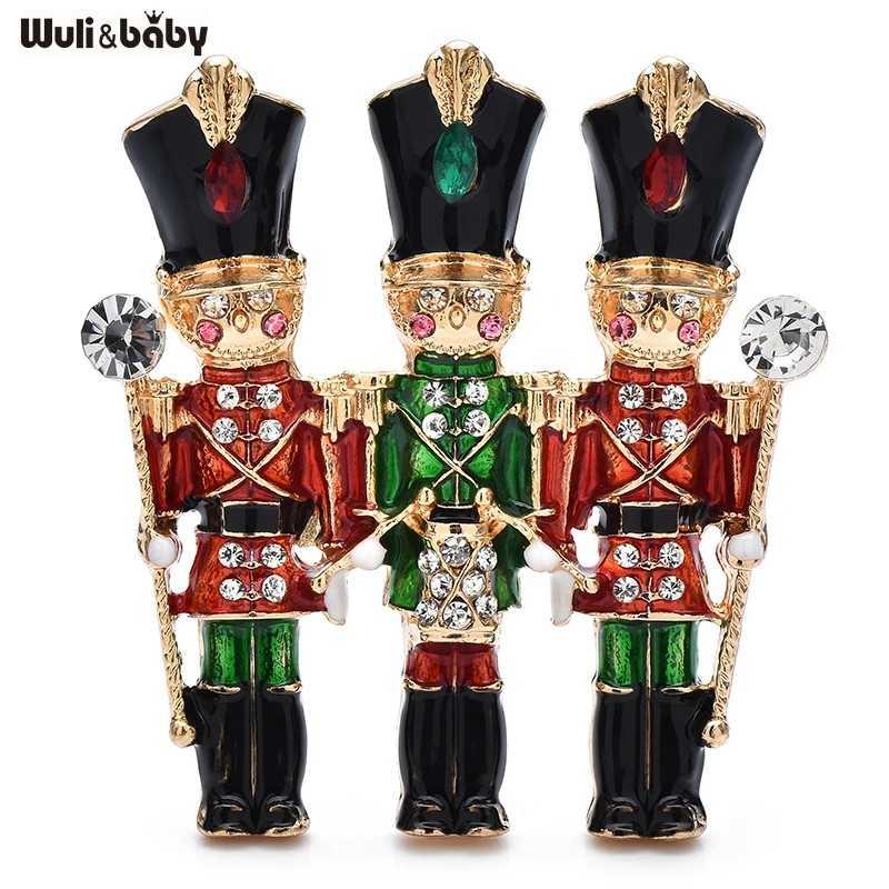Wulibaby Enamel Men Guard Brooches Puppet Soldiers Wear High Hat Jewelry Pins Cute Metal Badge Gift J251115