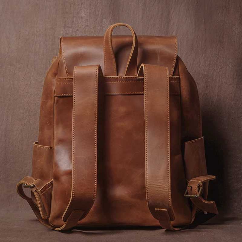 GURO Vintage Genuine Leather Backpack Mens Weekend Luxury Travel Backpacks Top Crazy Horse Cowhide Schoolbag For 16 Inch Laptop W251025