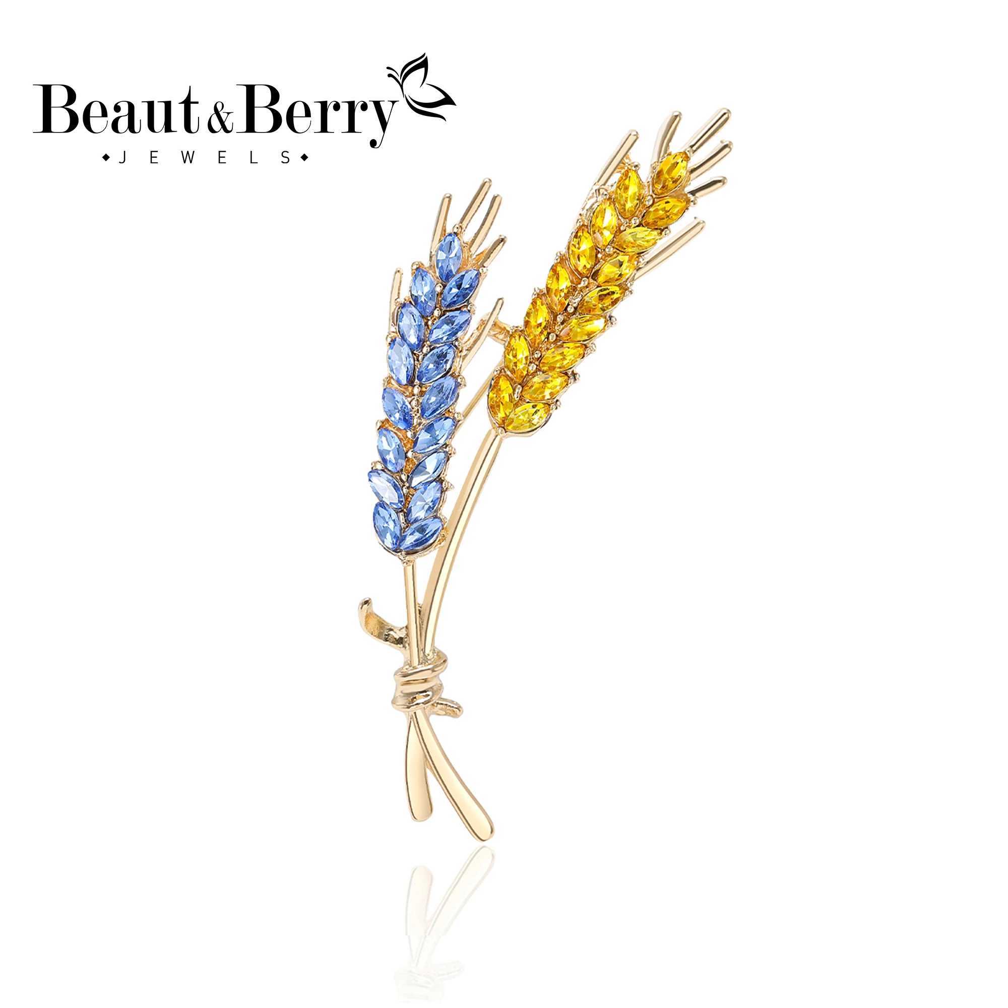 BeautBerry 10pcs Women Rhinestone Ear of Wheat Brooches Plant Pins 5color Unisex Office Party Casual Accessories Gifts J251115