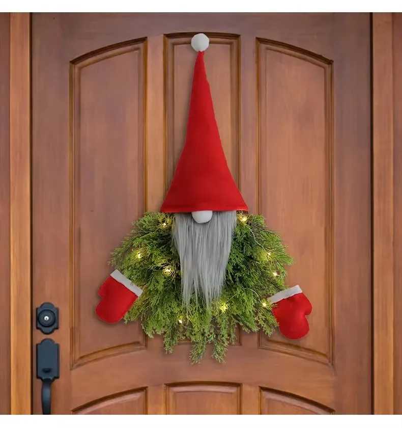 40x55CM Glowing Faceless Wreaths Crative Christmas Hanging Garland Ornament For Wall Door Window Fireplace Home Hotel C251024