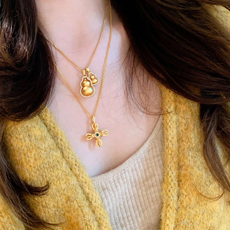 Vra Cross Necklace High-Value Design Fashionable New Double-Sided Wear Clavicle Chain for Women