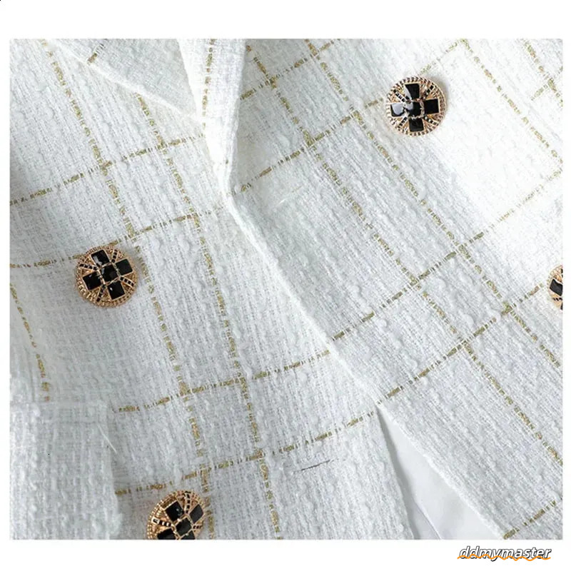 Ladies Jackets: Elegant White Suit Autumn Winter Wool Tweed Jacket, Casual Small Fragrance Outwear, Temperament Blazer Female Top Ddmymaster
